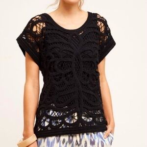 NWT Anthropologie black crochet blouse swimsuit coverup ISY & KI
SZ XL NET $188